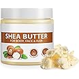 Unrefined Shea Butter Raw Organic - Vitamines A D E&F - Revitalizes Skin - Youthful Glow, Healthy Vibrant - Non-greasy, Moisture Lock, Deep Nourishment - Multi-use for Skin, Hair, Nail - 220g