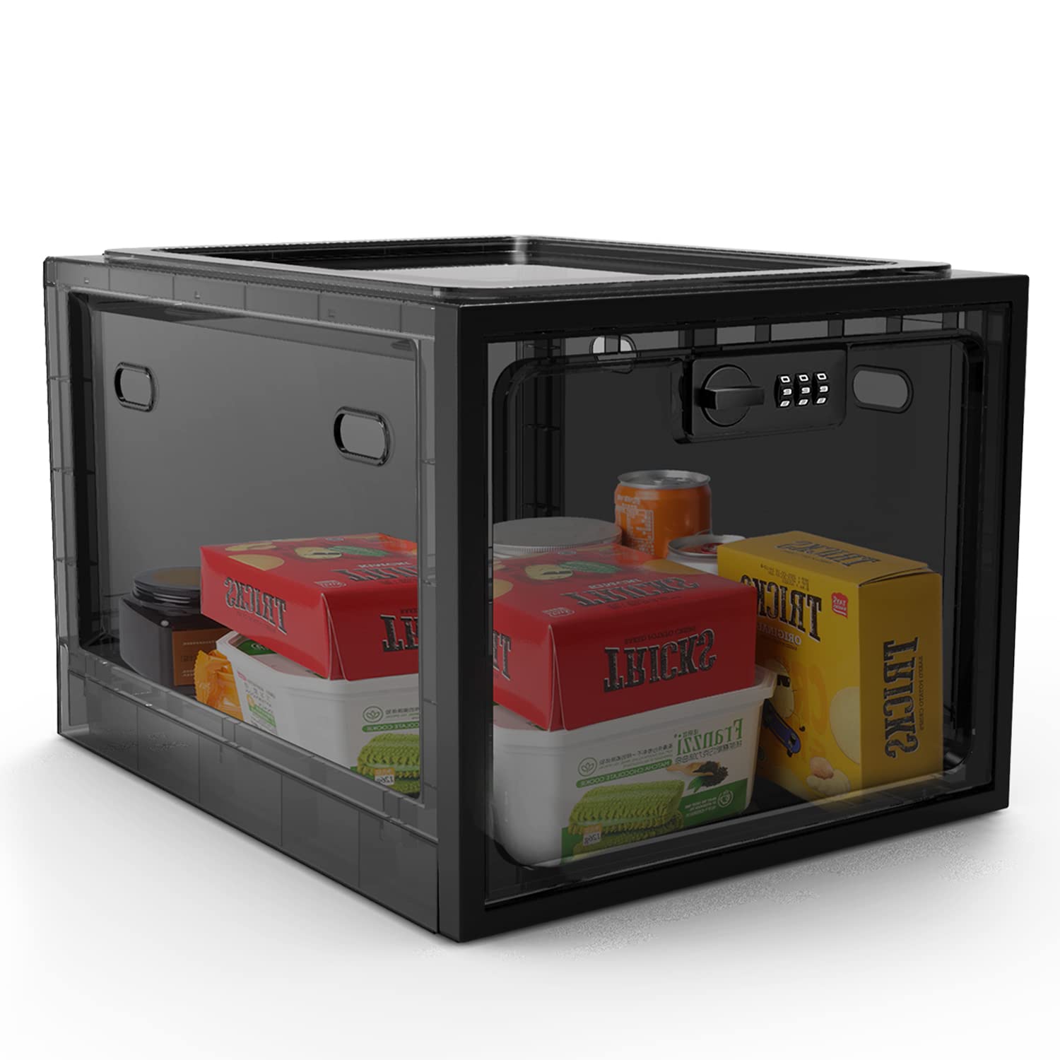 Photo 1 of SANIDIKA Lock Box with Metal Combination Locker - Lockable Box for Locking Food Snack Container,Locked Medicine Cabinet,Medication Lockbox,Black-Translucent,11.9 * 9.3 * 7.6 Inches