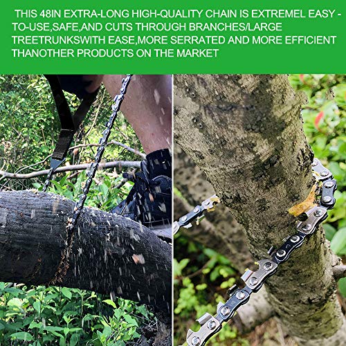 Loggers Art Gens Survival Pocket Chainsaw 48 Inch Compact Folding Hand Rope Chain Saw More Teeth Best for Wood Cutting,Camping,Hiking,Hunting or Emergency Kits-Comes with Pouch