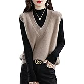 Ailaile Women's V-Neck Knitted Sweater Vest 100% Merino Wool Lightweight Sleeveless Pullover Basic Blouse Short Tops