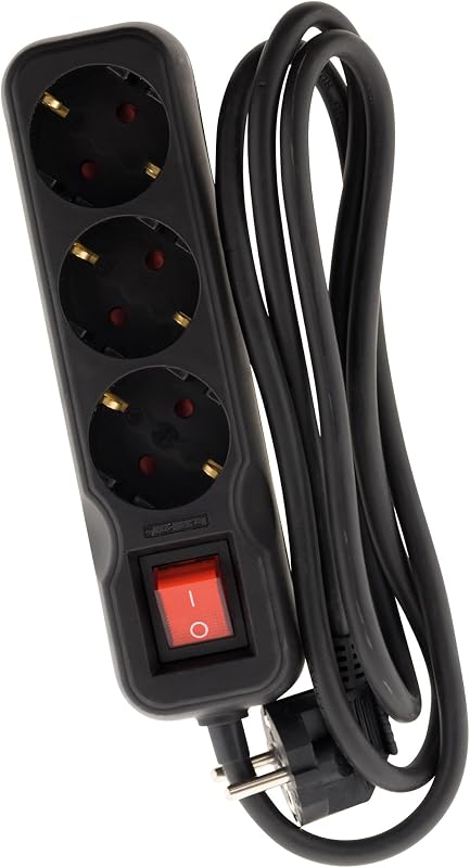 Regleta 3V con Interruptor 1,4M -3G1,5-HO5VV-F Negro Zenitech