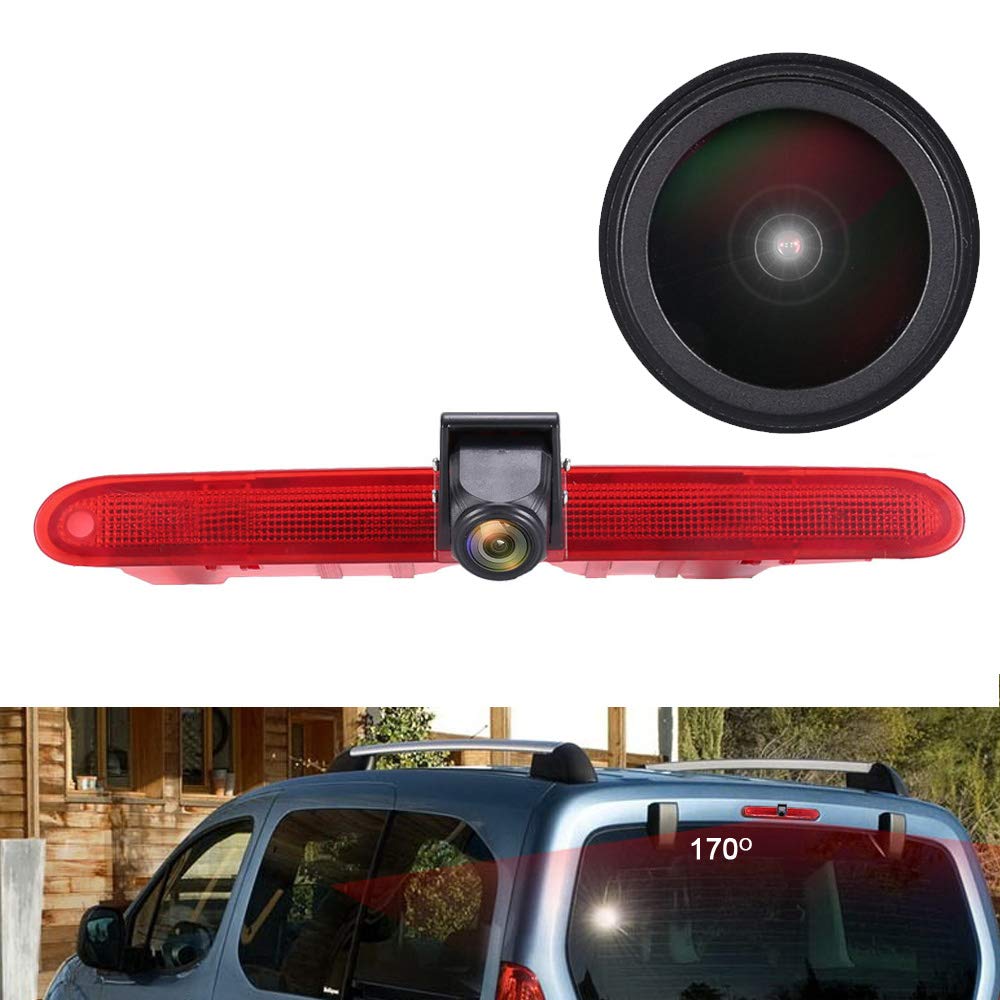 1280*720 pixels 1000TV lines Car Third Roof top mount Brake Light Rear View Backup 18mm Camera replacement for Peugeot Partner 2 II Tepee Rifter 2008-2016/Berlingo 3 III 4 IV B9 Kasten ab Bj 2008-2020