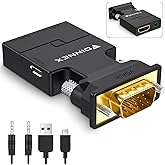 FOINNEX VGA to HDMI Adapter Converter with Audio, PC V G A Source Output to TV/Monitor with H D M I Connector, Active Male VG