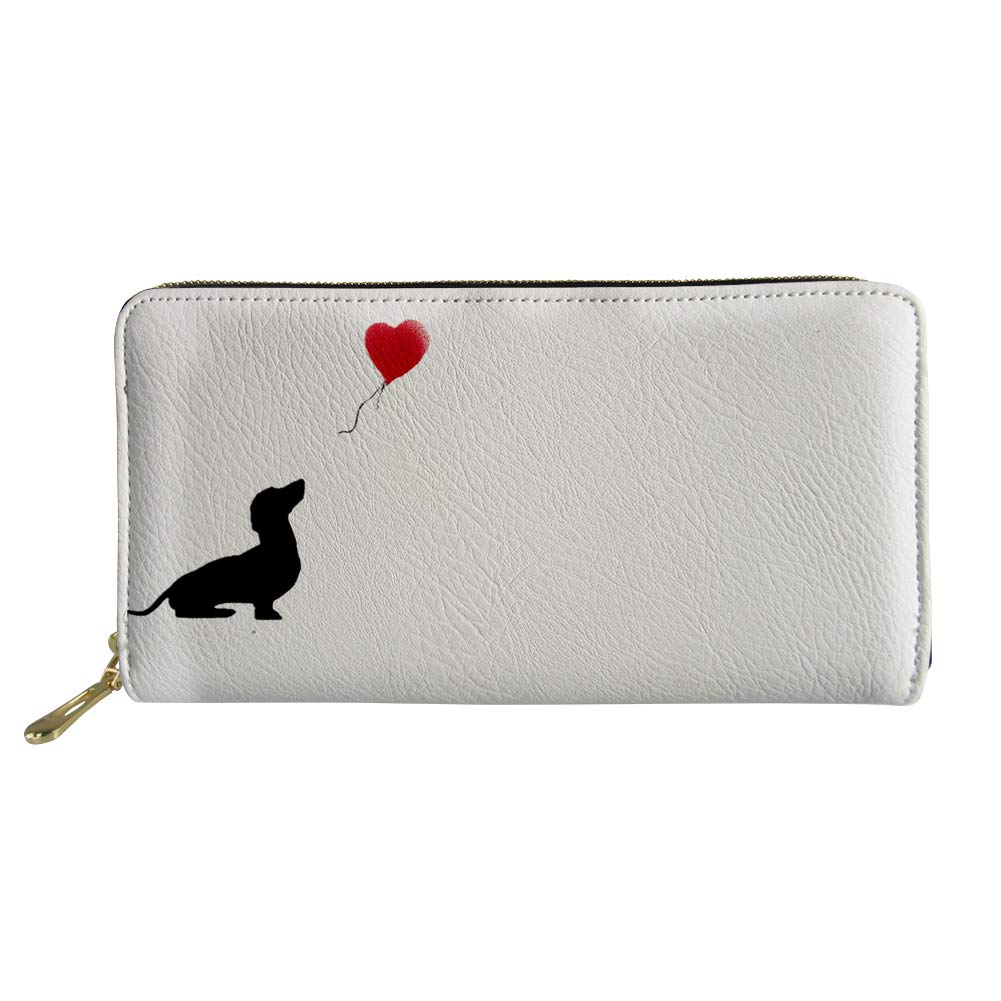 UOIMAG Women Wallet Long Leather Purse Gift Dachshund Heart Ballon Bag Credit Card Organizer