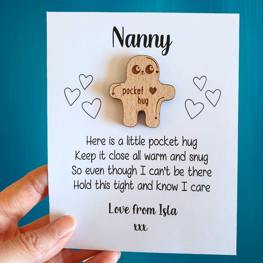 PERSONALISED Pocket Hug, Lockdown Gift. Post a Hug to Grandparents