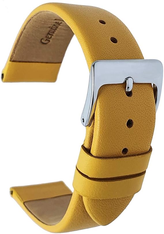 Yellow Genuine Calf Leather Watch Strap with Nubuck Lining 16mm Amazon.co.uk Watches