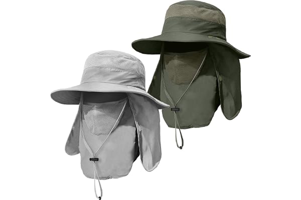ZEXIAN Men's Wide Brim Fishing Hat Outdoor UPF 50+ Sun Protection Removable Face and Neck Flap