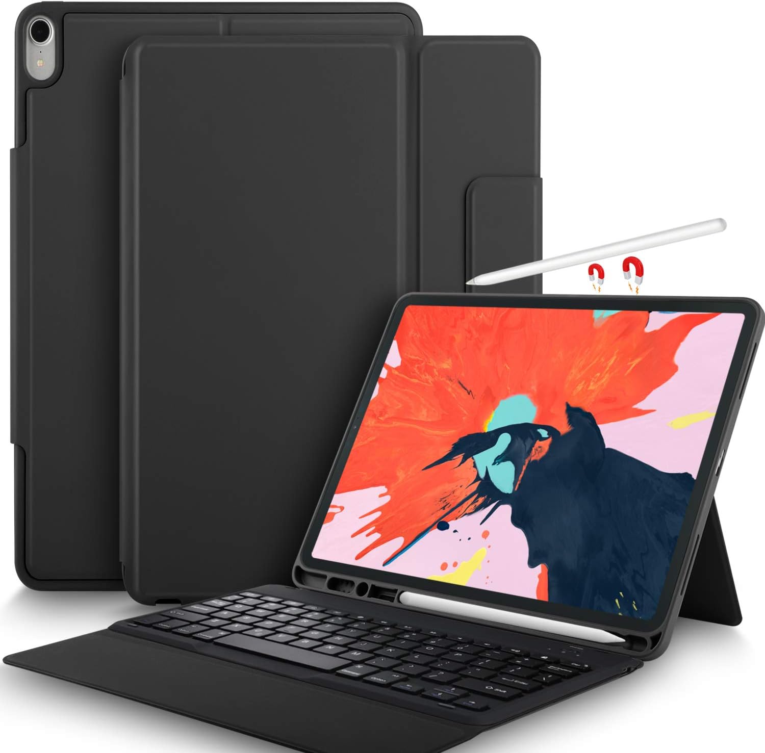 Yocktec Keyboard Case for Apple iPad Pro 11 2018,Ultra-Thin Bluetooth Keyboard Front Prop Stand Case/Cover for Apple iPad Pro 11 inch 2018 Tablet (Black)