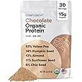 Complement Organic Chocolate Vegan Protein Powder (30 Servings) Low Carb, Low Calorie, Sugar Free, Soy Free, Non-GMO, Non Dairy - Yellow Pea, Pumpkin Seed - 15g Plant Based Protein Powder