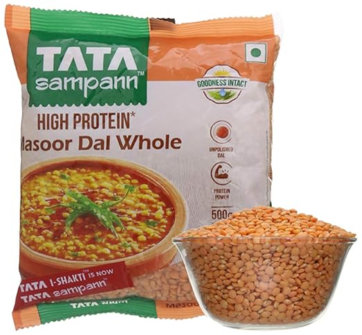 Tata Sampann Masoor Dal, Whole, 500g