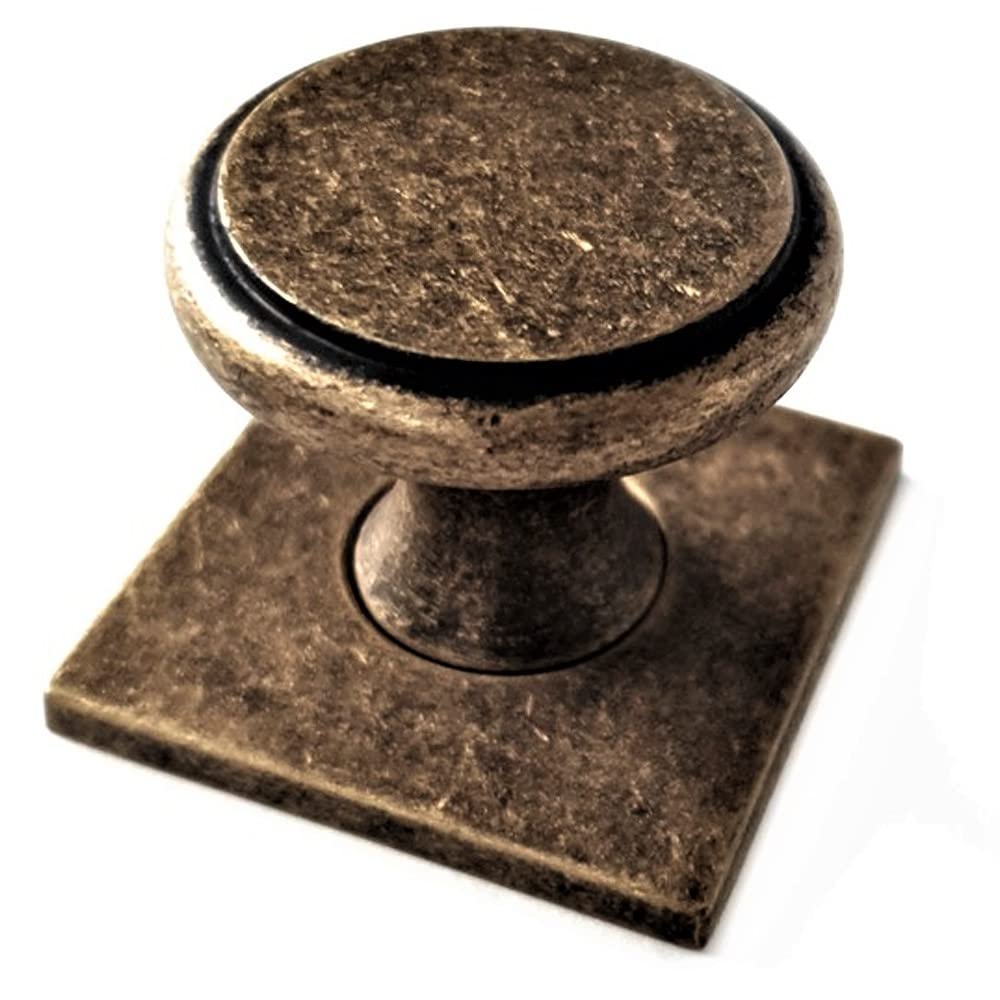 French Furniture Fittings Set of 6 Bordeaux Kitchen Cabinet Knobs with Backplate – Stylish Zinc Handles for Cupboard Doors, Drawers & Wardrobes – Polished Chrome, Antique Pewter & Deep Antique Brass