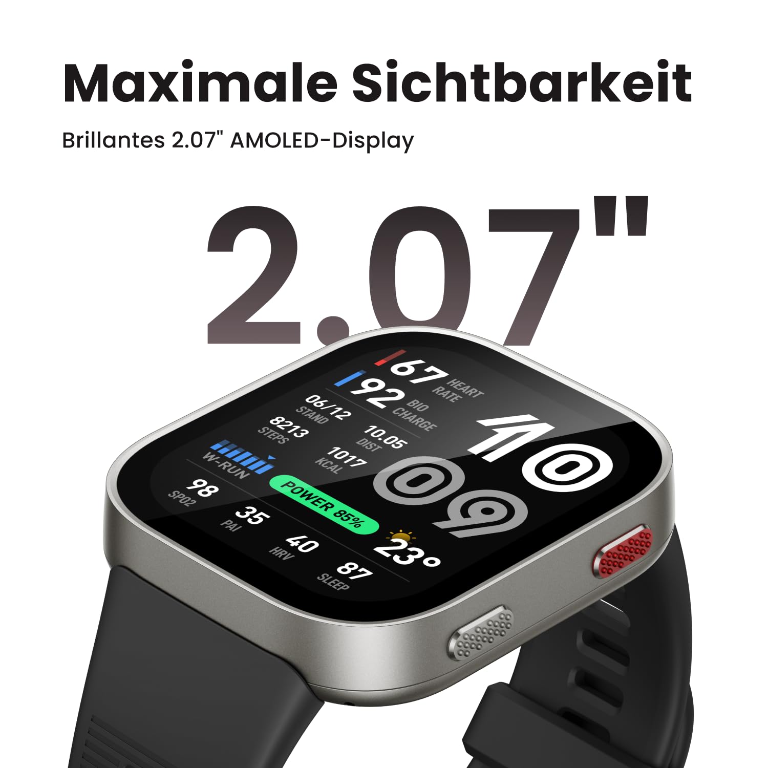 Amazfit Bip Max 50mm Smartwatch, 2.07" AMOLED-Display, 20 Tage Akkulaufzeit, GPS, 4GB Speicher, Offline-Karten, Fitness-Tracker, Hybrid Training, 150+ Sportmodi, HYROX-Modus, 5ATM für Android & iPhone 2
