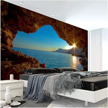 XXPF Carta da parati personalizzata con foto 3D grotta alba mare ...