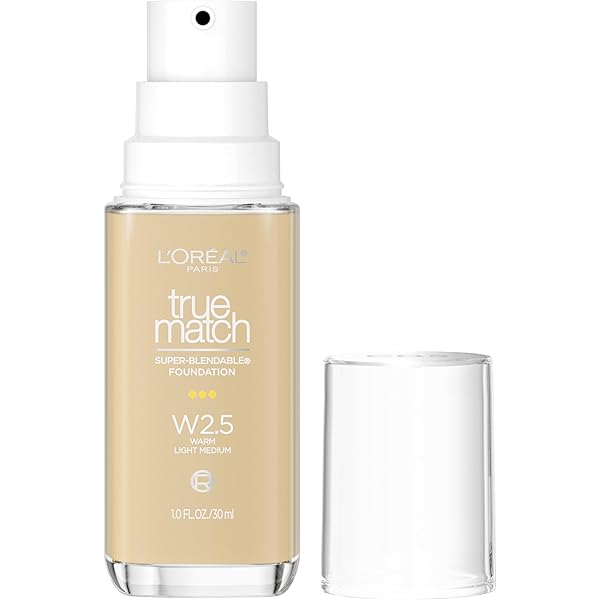 L’OREAL PARIS TRUE MATCH SUPER-BLENDABLE FOUNDATION, MEDIUM COVERAGE LIQUID FOUNDATION MAKEUP, W2.5, LIGHT MEDIUM, 1 FL OZ