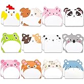 24 Pads Cute Sticky Notes, KUAOOAUK Animal Sticky Notes, Cartoon Self Stick Memo Pads with Cat Dog Frog Pig, Animal Shaped Notepad for School Office Home Markers Flags (12 Styles, 720 Sheets)