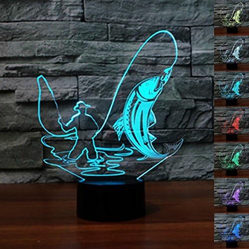 SUPERIORVZND3D Go Fishing Night Light Remote Control Power Touch Table Desk Optical Illusion Lamps 16 Color Changing Lights Home Decoration Xmas Birthday Gift