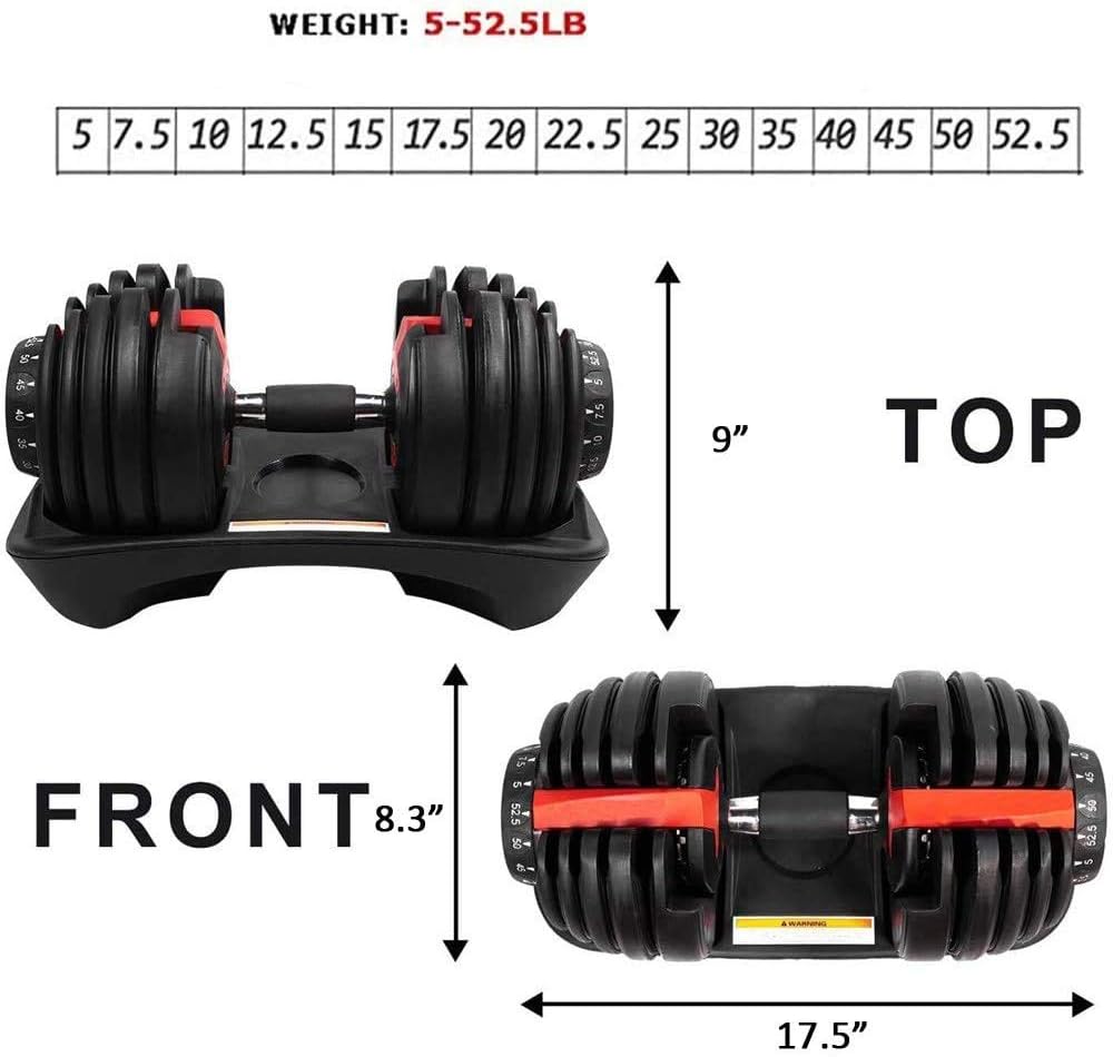 Fuxion Single Dumbbell 5 to 52.5 lbs 5 to 52 Adjustable Dumbell, Black : Garden & Outdoor