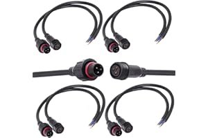 QOFOWIN 3wire Waterproof Connector, 3Pin Male Female Plug LED Connector with 16 AWG IP68 20CM Extension Cable for Car, Boat,Truck,Indoor/Outdoor LED Strip Lights.(3Pin 5Pairs)