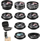 Mocalaca Phone Camera Lens (11 Lenses) Phone Lens Kit, Clip on Fisheye/Macro/Wide Angle Lens Attachment with Travel Case for iPhone 14 13 12 11 Xs X Pro Max Samsung Android Smartphone