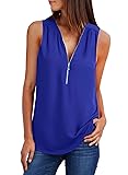 ZKESS Womens Casual Sleeveless V Neck Cuffed