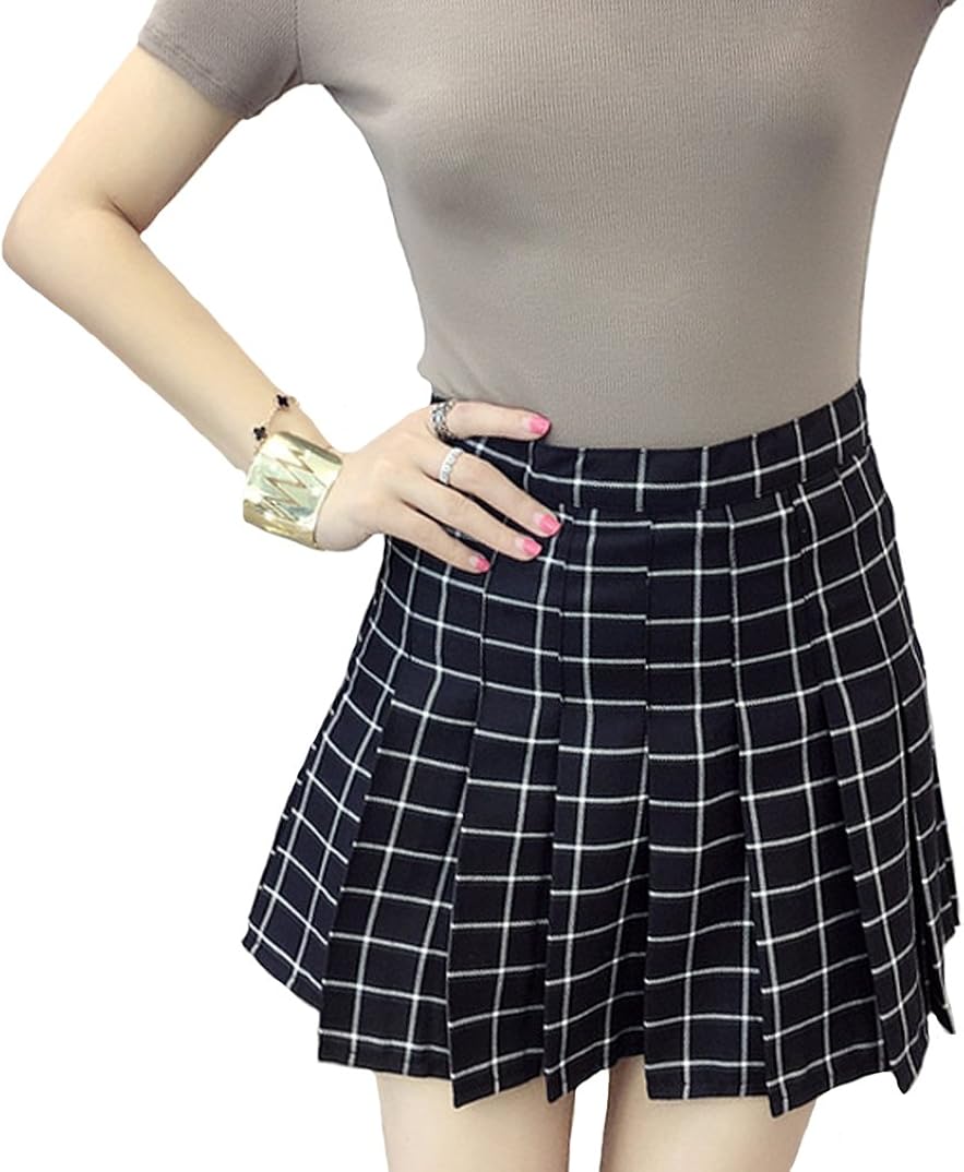 Minuoyi Sports High Waist with Underpants Tennis School Cheerleader Pleated Skirt at  Women’s Clothing store