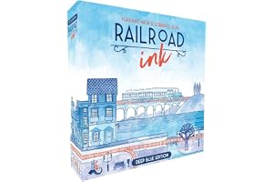 Horrible Guild Railroad Ink: Deep Blue Edition - Roll Dice and Draw Railways and Routes, 7 Rounds to Expand Your Rail Map - E