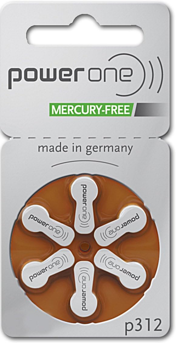 PowerOne Hearing Aid Batteries No Mercury Size 312, PR41 (60 Batteries) + Battery Keychain Kit: Home & Kitchen