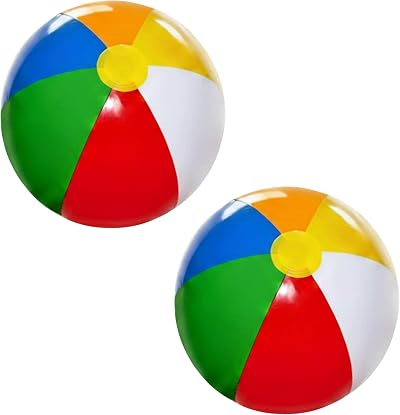 SHATCHI 2 Pcs 16 Inch Rainbow Inflatable Beach Ball Multicolor Pool Toy