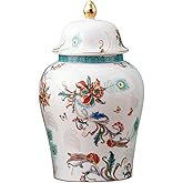 NS Online Flowers Urn Ashes Keepsake - Peacock Flower Small Urn 8 inches 50lb Ceramics Decorative Memorial ，Capacity 50 Cubic inches Funeral Memorial urn for/Humans/Female/Pet