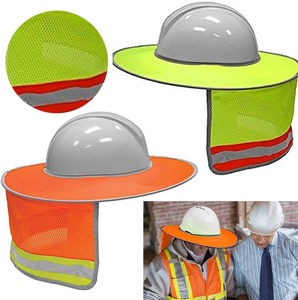 Reflective High Visibility Full Brim Mesh Sun Shade Protector Orange