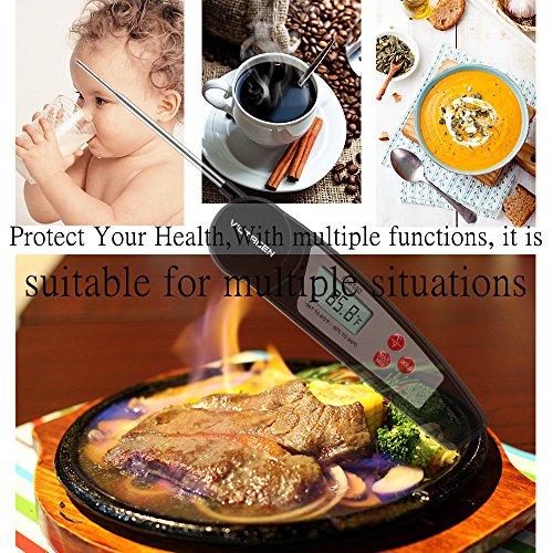 Victagen Instant Reading Thermometer Super Fast Digital Electronic Food Thermometer Cooking Meat Thermometer with Collapsible Internal Probe for Kitchen Cooking BBQ Grill Smoker Candy Outdoor - Thumbnail 6