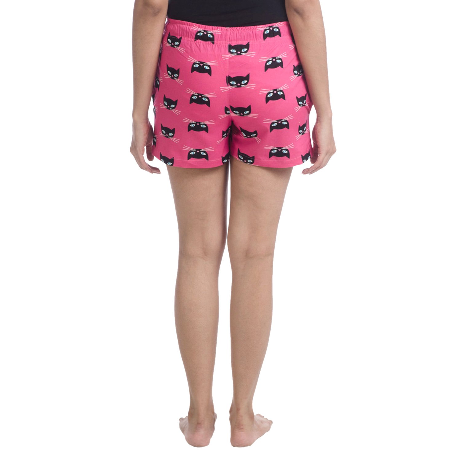 nite flite women's cat print cotton lounge shorts