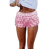 Women Lace Ruffle Shorts Bloomers Y2K Lolita Sexy Layered Coquette Boy Shorts