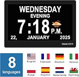 TROCOTN Digital Clock with Date and Day 7 inch Large Display 8 Languages view 8