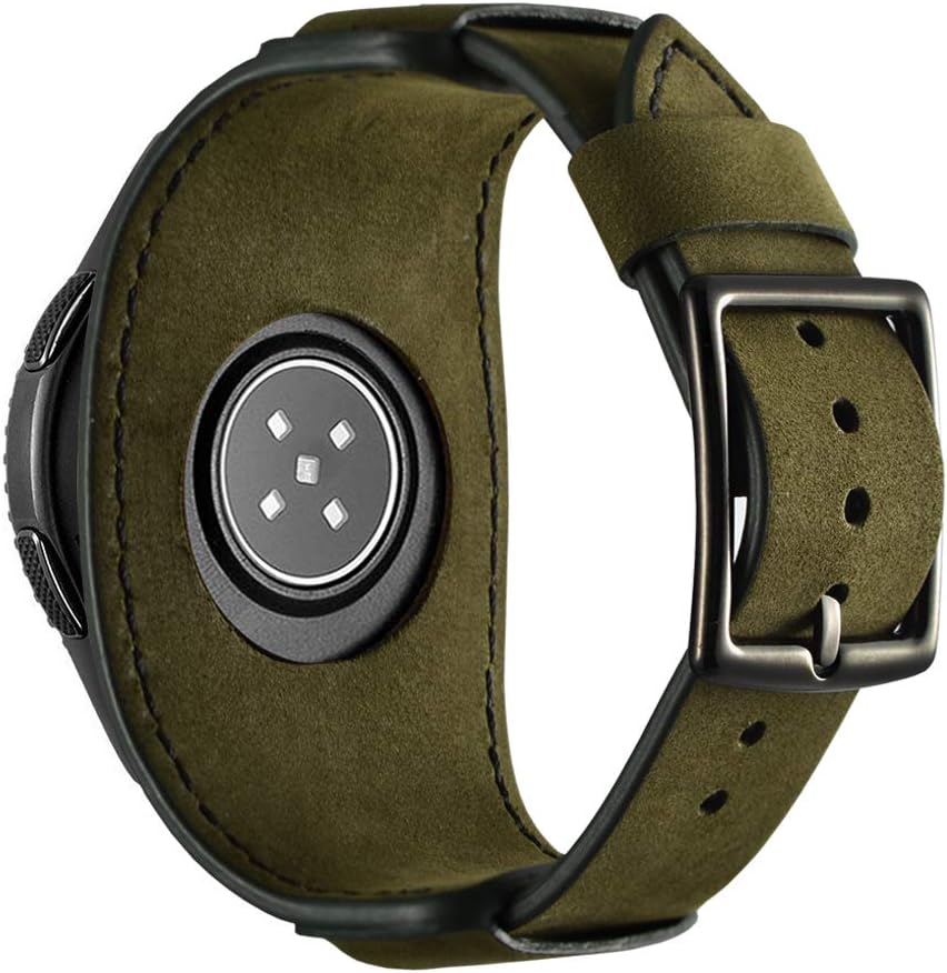 CooBES Compatible with Samsung Galaxy Watch 6 Classic/Watch 4 Classic Bands, 20mm Genuine Leather Cuff Strap (Green) - Image 4