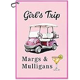 Juoqg Girl‘s Trip Pink Golf Towel, Funny Golf Bag Towel with Clip for Women, Golfing Accessories for Women, Golfing Gifts for Girls Golfer, Travel Trip Vacation Birthday Gifts for Her Sister Friend