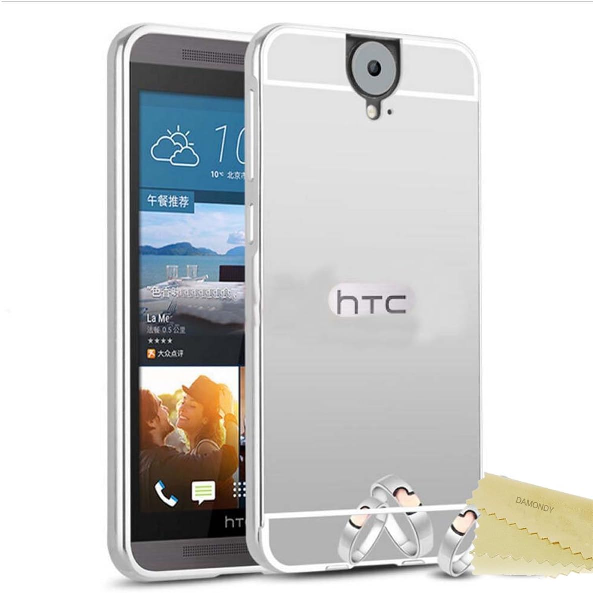 HTC One E9 Plus Case,DAMONDY Luxury Metal Air Aluminum Bumper Detachable + Mirror Hard Back Case 2 in 1 cover Ultra-Thin Frame Case For HTC One E9 Plus (Mirror_Sliver )