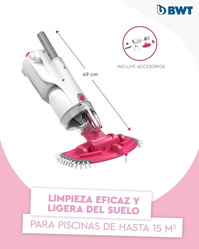 Aspirador de Piscinas BWT BC30 Incl. pértiga telescópica | Limpieza eficaz de Piscinas de hasta 15 m³ | Funcionamiento sin Cable