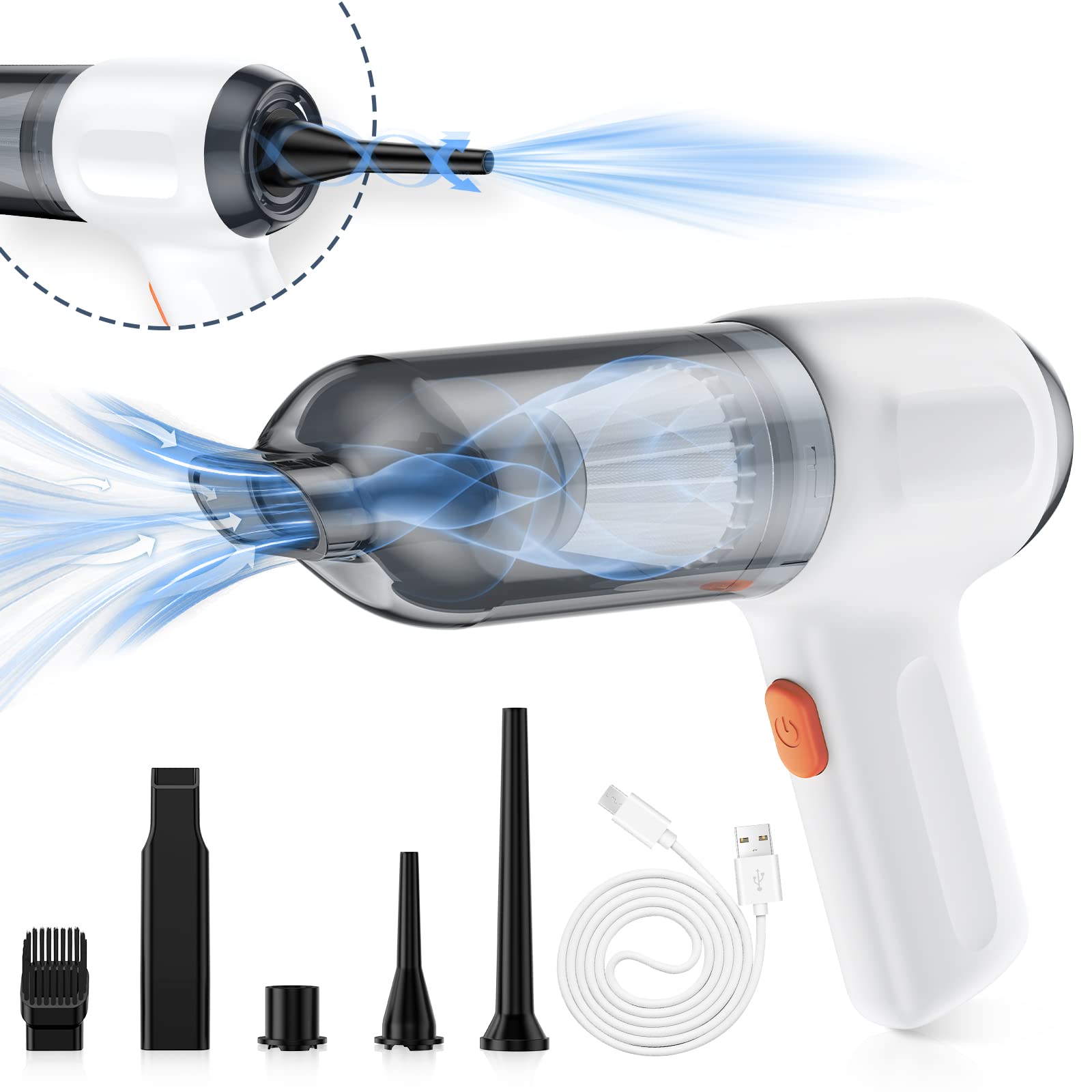 Photo 1 of Fanisic Mini Vacuum, Cordless Handheld Car Vacuum Cleaner Rechargeable, 8000PA Strong Suction, 3 in1 Dust Buster & Air Blower & Hand Pump, Dry Use for Car, Keyboard, Inflate/Deflate Swim Ring