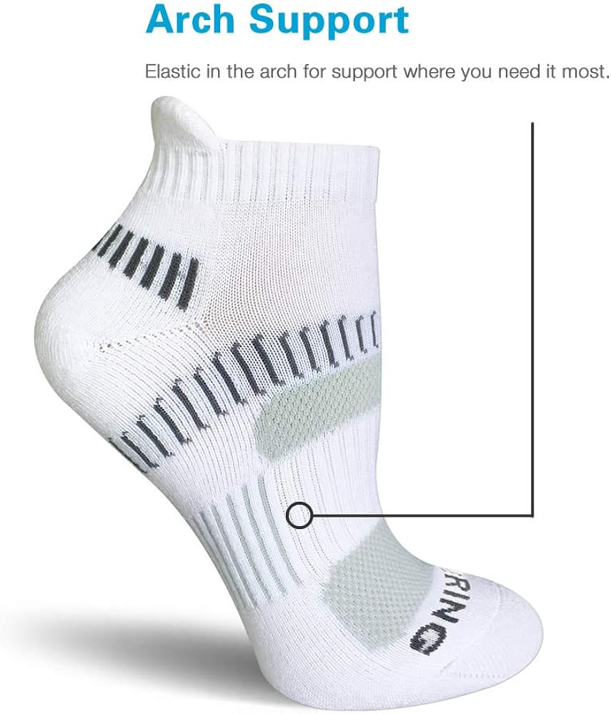 BERING Women's Performance Athletic Running Socks, Size 6-9, White, 6 Pairs: Clothing