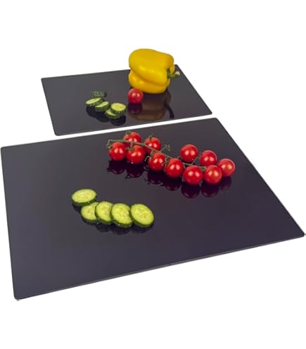 JAMBALAY Tabla De Cortar De Vidrio Templado Para Cocina, 12 X 16 Pulgadas Tabla De Cortar Con Patron De Marmol Tabla De Cortar Con Patas De Goma