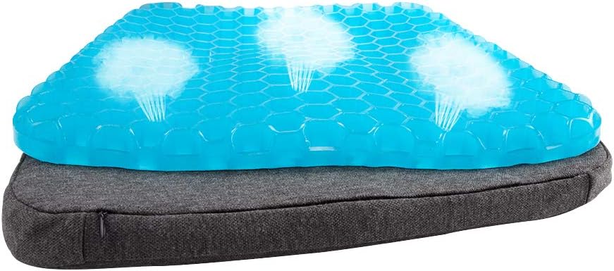 GALYGG Gel Seat Cushion Pad - Non Slip Chair Pad Cover Breathable Honeycomb Prevents Soft Sit Cushion Sweaty Bottom for Office Car Wheelchair (16.5 x 14.8 x 1.6 inches)