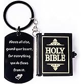 EULOGIST Souvenir keychain mini holy Writ Bible verse Christian keyring verse pendant suitable for women and men birthday Thanksgiving Christmas church baptism inspirational tiny book gifts