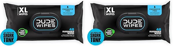 DUDE WIPES – FLUSHABLE WIPES – 2 PACK, 48 WIPES – UNSCENTED EXTRA-LARGE ADULT WET WIPES – VITAMIN-E & ALOE FOR AT-HOME USE – SEPTIC AND SEWER SAFE