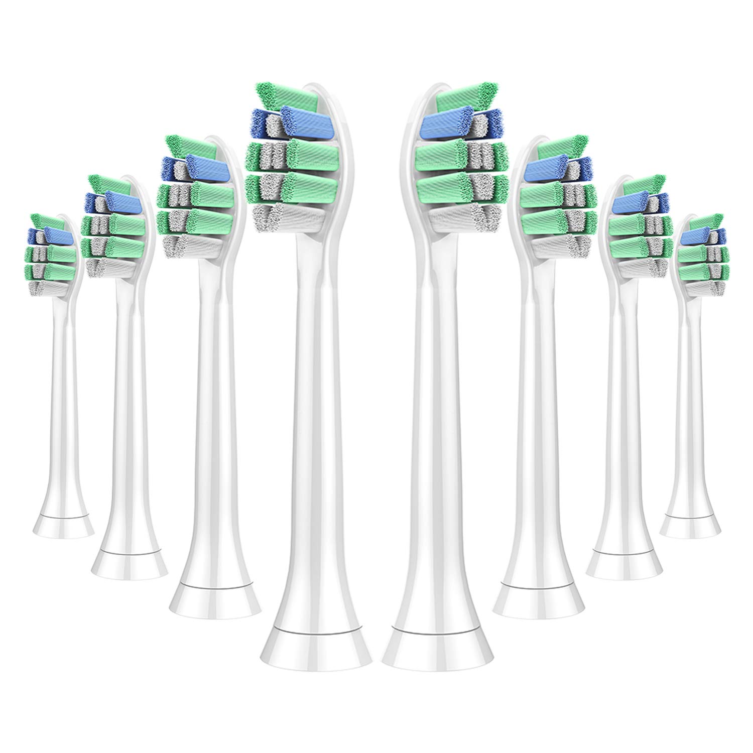 Bahfir Replacement Brush Heads Compatible with Philips Sonicare DiamondClean Electric Toothbrush HX6063/64 Compatible with all Snap-on Sonicare Brush Heads(8 Pack)(Blue green)