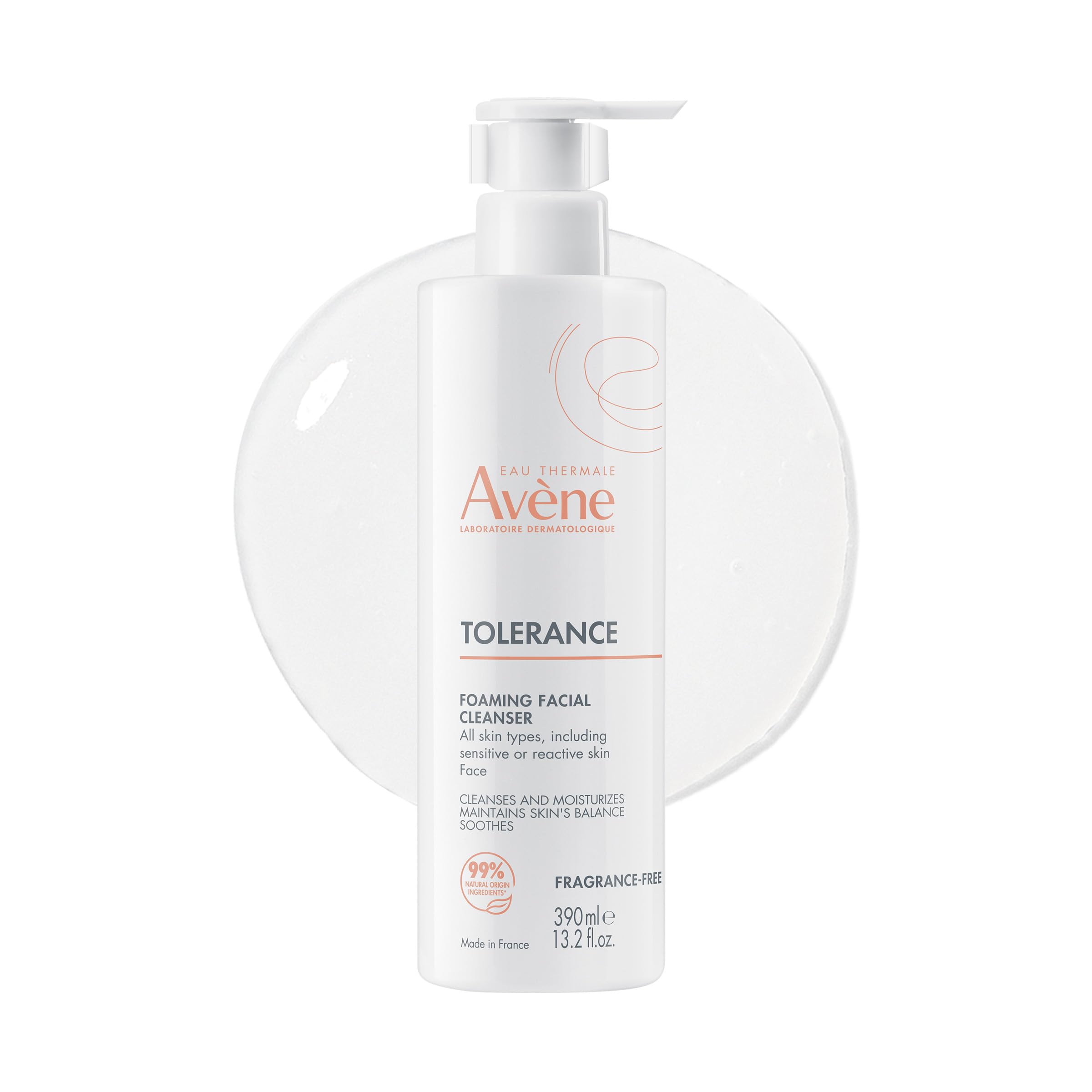Avène Tolerance Daily Foaming Facial Cleanser, For All Skin Types Including Sensitive, Reactive Skin, Glycerin & Niacinamide Daily Use Face Wash, Fragrance-Free, Dermatologist Tested, Non-Comedogenic