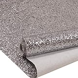 27in by 197in Silver Chunky Glitter Wallpaper, 3D Sparkly Glitter Fabric Wall Paper,Bling Wallcovering (Silver)