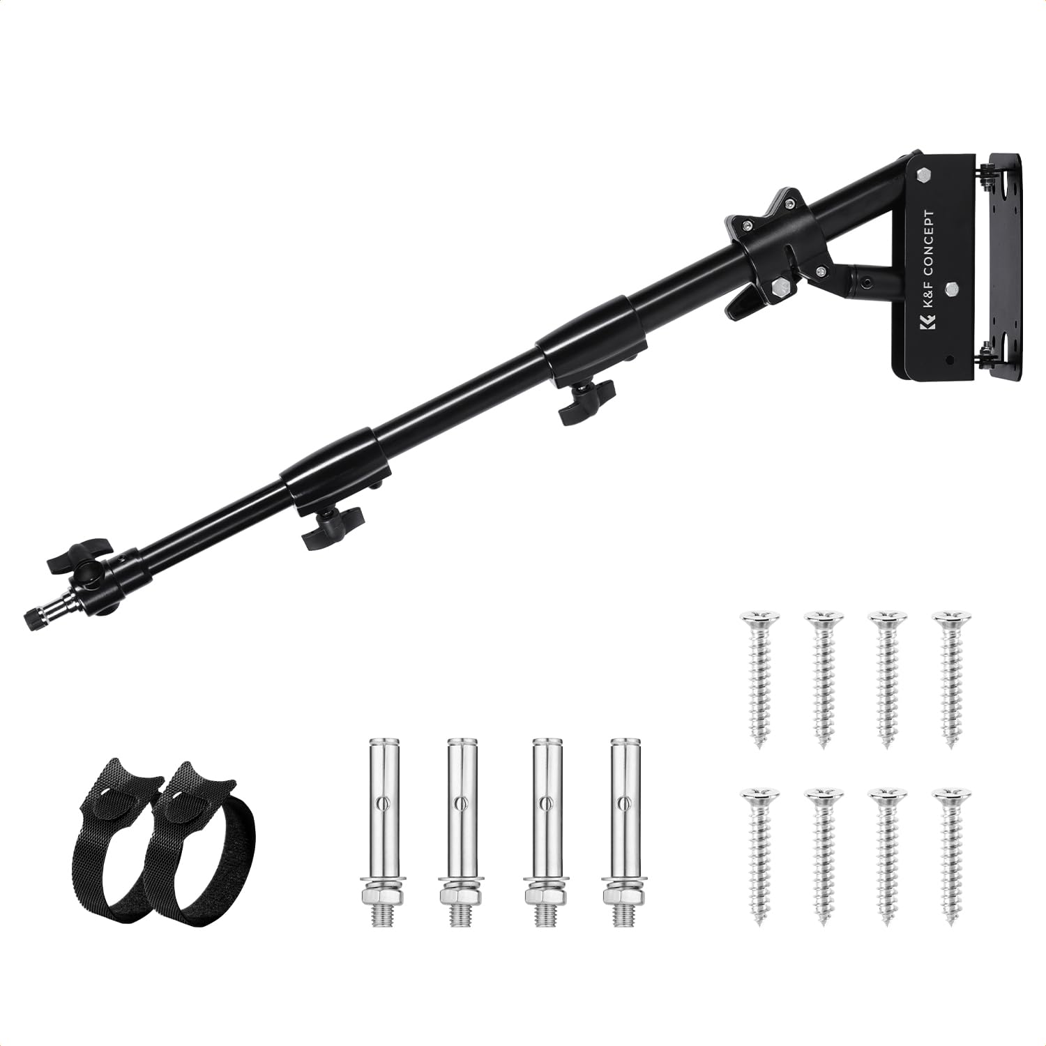Photo 1 of K&F CONCEPT Wall Mount Boom Arm 39.4"- Rotating Triangle Stand for Ring Light, Softbox, Reflector - Support 180°Flexible Rotation, 20-39in Adjustable Length, 20lbs Heavy Duty with 1/4''&3/8'' Mount