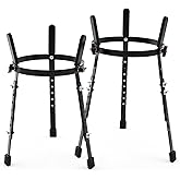 Fiada 2 Pcs Conga Drum Stand 10 &amp; 11 Black Heavy Duty Adjustable Height Drum Holder Support for Congas Bongo Djembe Performance and Travel
