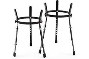 Fiada 2 Pcs Conga Drum Stand 10 & 11 Black Heavy Duty Adjustable Height Drum Holder Support for Congas Bongo Djembe Performance and Travel